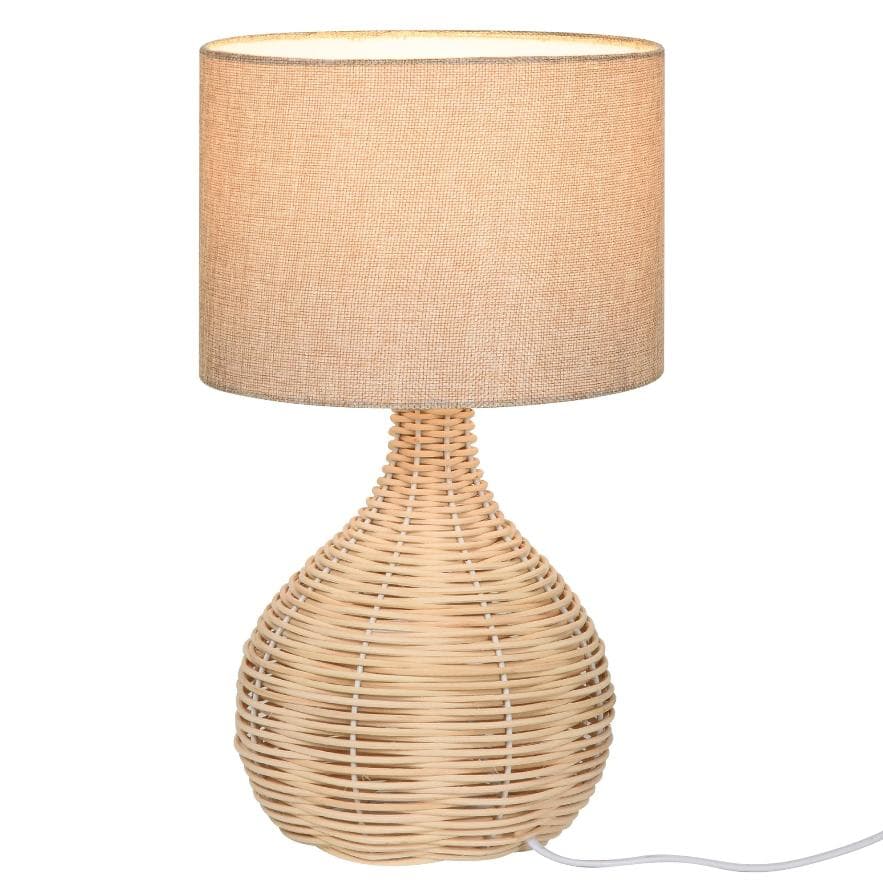 Rootz Bordslampa - Stämningsbelysning - Sänglampa - E27 - Rotting - Linne - Stål - Beige - 22 x 22 x 40 cm