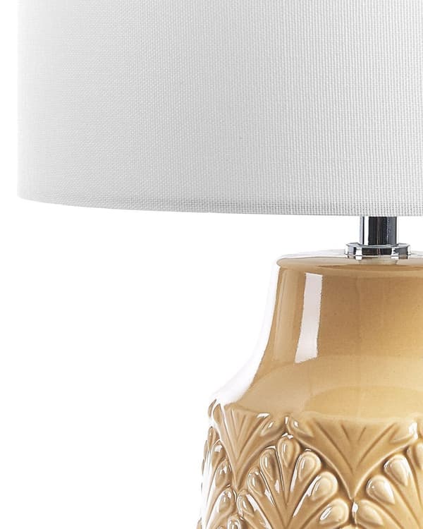 Bordlampe Gul keramisk blank base stof skærm Tekstureret natlampe Skrivebordslys Moderne Design
