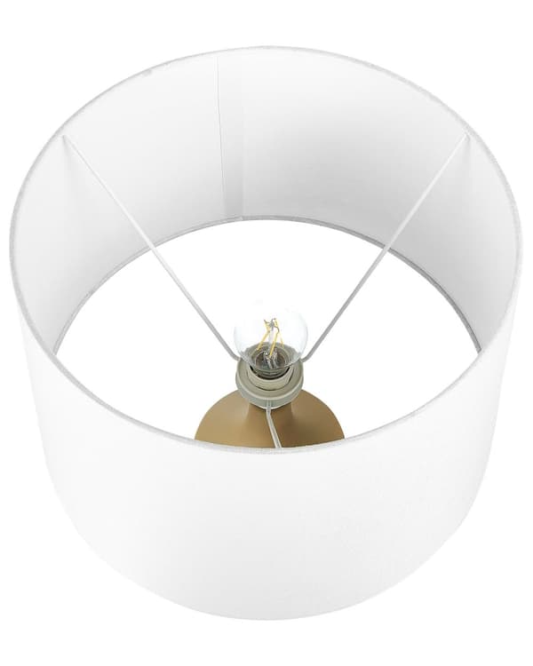 Pöytävalaisin beige harmaa 40 x 64 x 40 cm keraaminen pellava puuvilla moderni max 40W