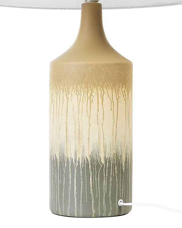 Pöytävalaisin beige harmaa 40 x 64 x 40 cm keraaminen pellava puuvilla moderni max 40W