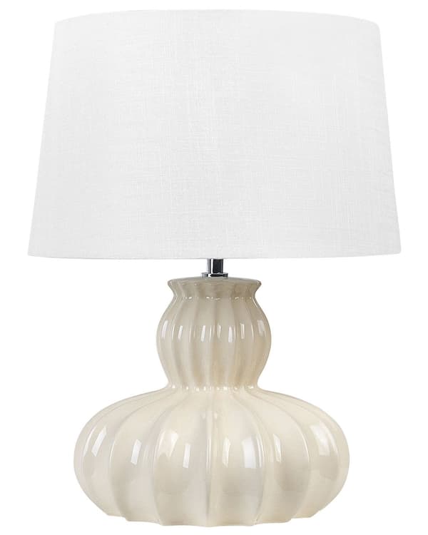 Pöytävalaisin beige 30 x 46 x 30 cm keraaminen pellava puuvilla pyöreä moderni glamour max 40W