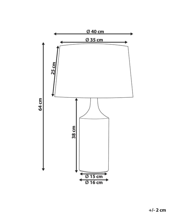 Bordlampe Beige Keramik ø 40 x 64 cm Moderne Natbordslampe med Empire Lampeskærm Farverig Lampefod Sengelampe Bord Lampe til Natbord