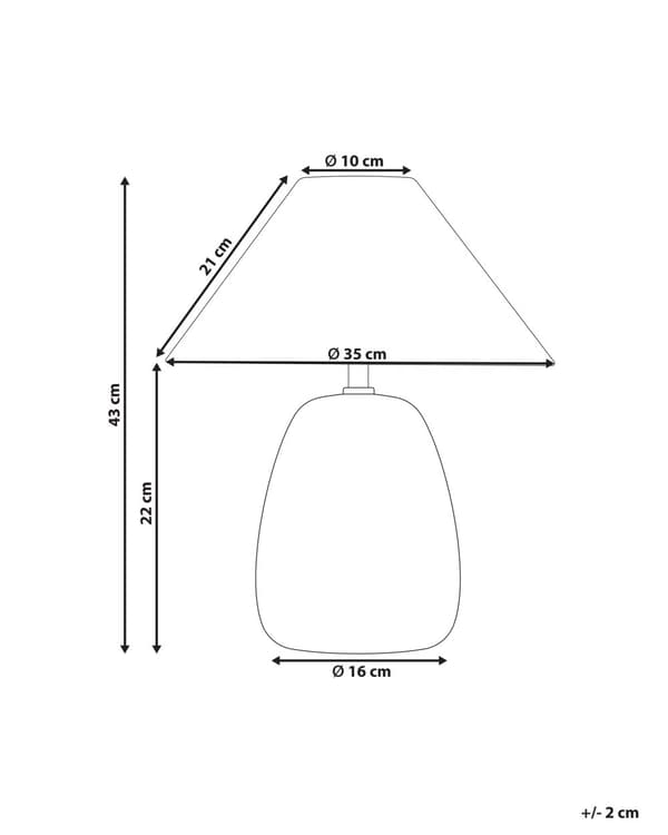 Bordlampe Lys Beige og Blå Keramik 41 cm Hvid Kegleskærm Håndlavet Sengebord Stue Soveværelsesbelysning