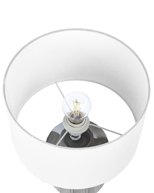 Bordlampe Grå Keramikk 44 cm Kjegleskjerm Geometrisk mønster Belysning Moderne Nattlampe Nattbord Stue Soverom