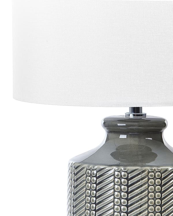 Bordlampe Grå Keramikk 44 cm Kjegleskjerm Geometrisk mønster Belysning Moderne Nattlampe Nattbord Stue Soverom