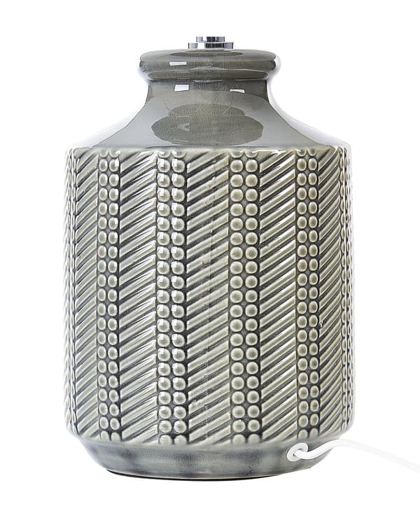 Bordlampe Grå Keramikk 44 cm Kjegleskjerm Geometrisk mønster Belysning Moderne Nattlampe Nattbord Stue Soverom