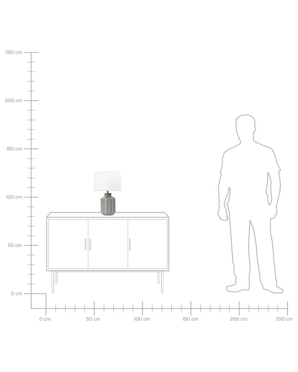 Bordlampe Grå Keramikk 44 cm Kjegleskjerm Geometrisk mønster Belysning Moderne Nattlampe Nattbord Stue Soverom