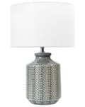 Miniatyrbilde 1 av 9: Bordlampe Grå Keramikk 44 cm Kjegleskjerm Geometrisk mønster Belysning Moderne Nattlampe Nattbord Stue Soverom