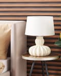 Miniatyrbilde 4 av 10: Bordlampe Beige Keramisk Base Stoffskjerm Nattlampe Skrivebordslys Moderne Glam Design