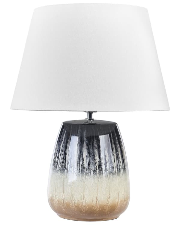 Bordlampe Grå Beige Keramikk 63 cm Hvit kjegleskjerm Belysning Moderne Nattlampe Nattbord Stue Soverom