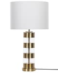 Miniatyrbilde 6 av 11: Bordlampe Gull Gjennomsiktig Glass Sokkel med hvit trommelform Stoffskjerm Moderne