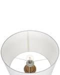 Miniatyrbilde 7 av 11: Bordlampe Gull Gjennomsiktig Glass Sokkel med hvit trommelform Stoffskjerm Moderne