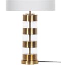 Miniatyrbilde 9 av 11: Bordlampe Gull Gjennomsiktig Glass Sokkel med hvit trommelform Stoffskjerm Moderne