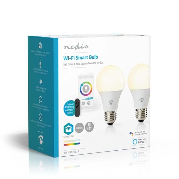 Nedis WIFILRC20E27 Smartlife Multicolour Polttimo Wi-fi E27 806 Lm 9 W RGB / Lämmin tai kylmä valkoinen Android&trade; / Ios Peer
