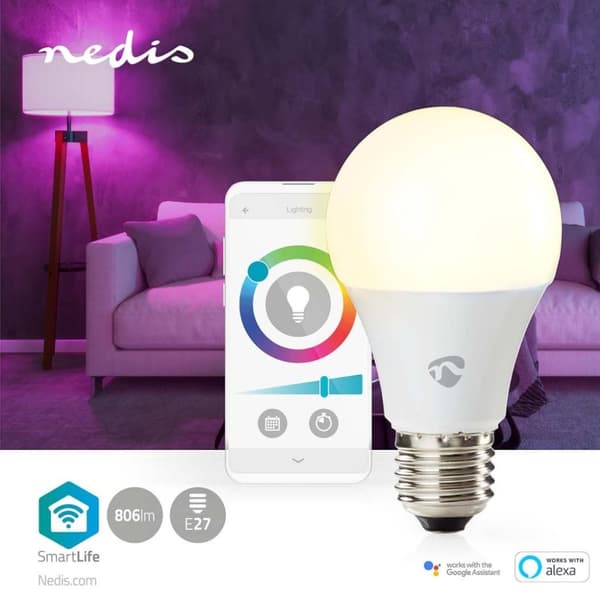 Nedis WIFILRC10E27 Smartlife Flerfärgad Glödlampa Wi-fi E27 806 Lm 9 W RGB / Varm Till Sval Vit Android&trade; / Ios Peer