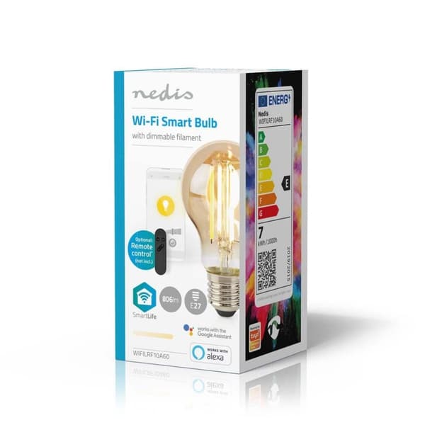 Nedis WIFILRF10A60 Smartlife Led Filament Pære Wi-fi E27 806 Lm 7 W Varmt hvidt glas Android&trade; / Ios Peer