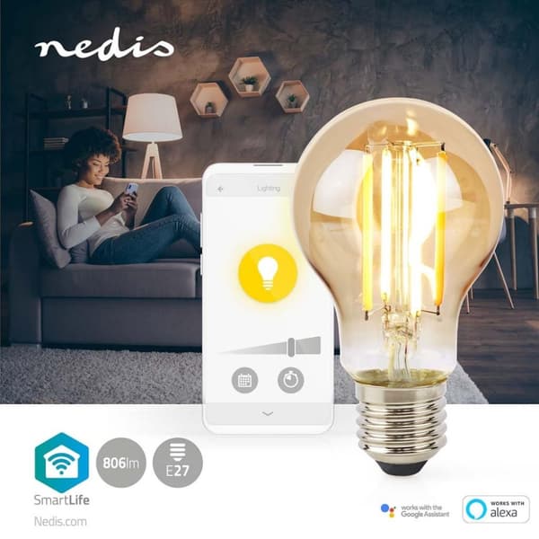 Nedis WIFILRF10A60 Smartlife Led Filament Pære Wi-fi E27 806 Lm 7 W Varmt hvidt glas Android&trade; / Ios Peer