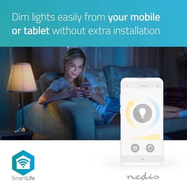 Nedis WIFILW12WTB22 Smartlife Led Pære Wi-fi B22 800 Lm 9 W Varm hvid 2700 K Energiklasse: A+ Android&trade; &amp; iOS A60