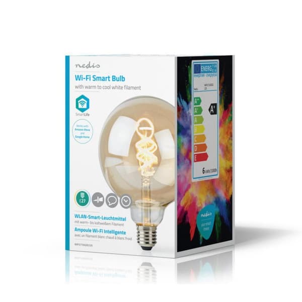 Nedis WIFILT10GDG125 Wi-Fi, lämpimästä viileään valkoinen LED-hehkulamppu, kierretty E27 G125 5,5 W 350 Lm