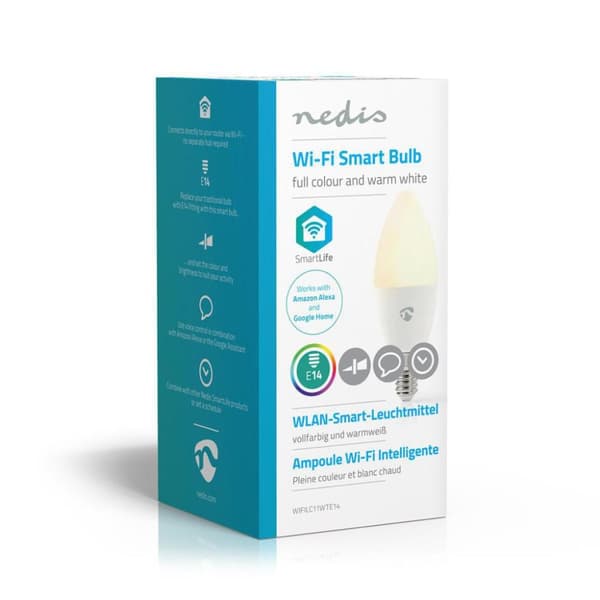 Nedis WIFILC11WTE14 Wi-fi Smart LED-lampa Fullfärg och varmvit E14