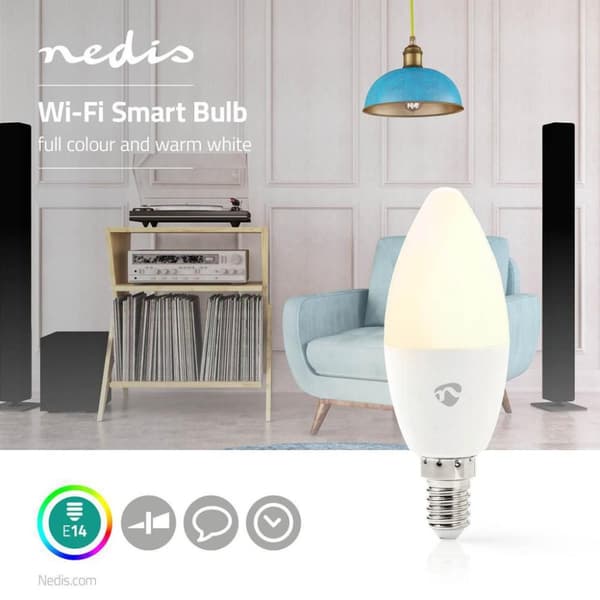 Nedis WIFILC11WTE14 Wi-fi Smart LED-lampa Fullfärg och varmvit E14
