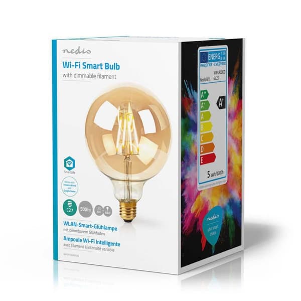 Nedis WIFILF10GDG125 Wi-Fi Smart LED-lamppu hehkulangalla E27 125mm 5W 500LM