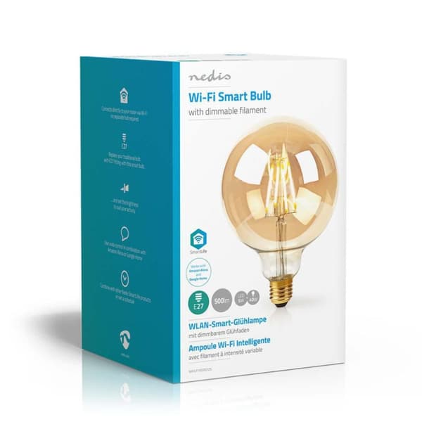 Nedis WIFILF10GDG125 Wi-Fi Smart LED-lamppu hehkulangalla E27 125mm 5W 500LM