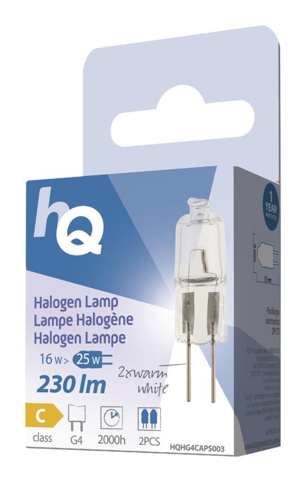 HQ Hqhg4 caps003 halogeenipolttimokapseli G4 16 W 230 Lm 2 800 K