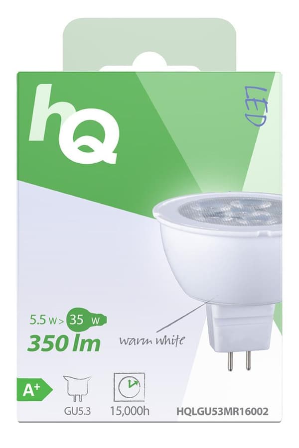Hq Hqlgu53 mr16002 Ledlampa Mr16 Gu5.3 5,5 W 350 Lm 2 700 K