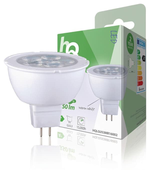 Hq Hqlgu53 mr16002 Led pære Mr16 Gu5.3 5,5 W 350 Lm 2 700 K