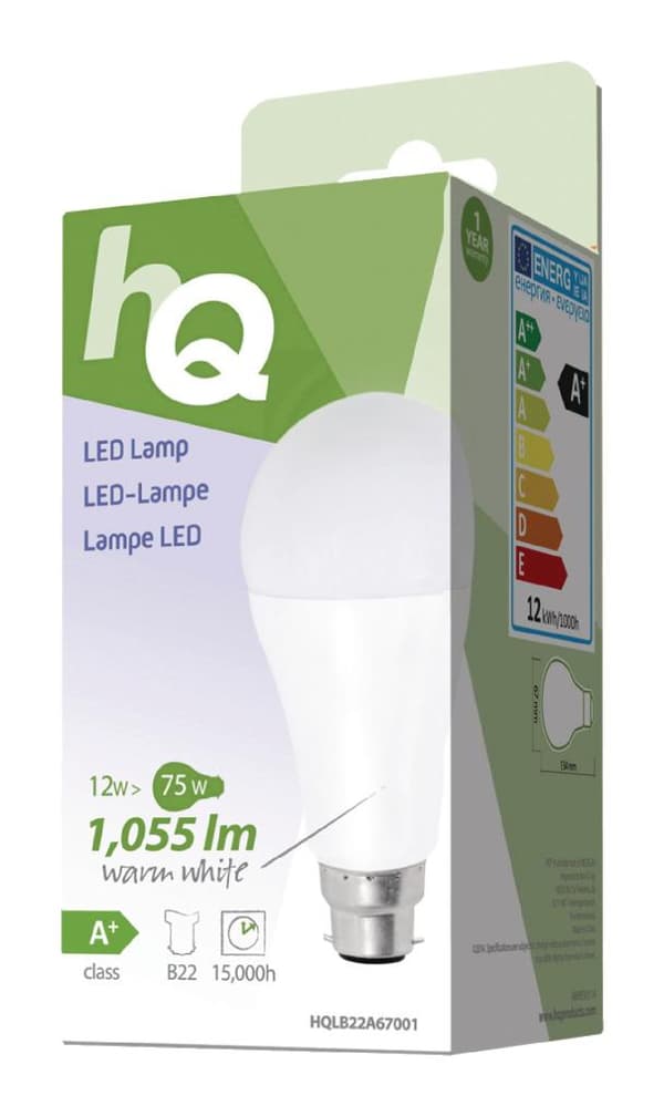 HQ LB22A67001 A67 B22 12W (75W) LED-pære