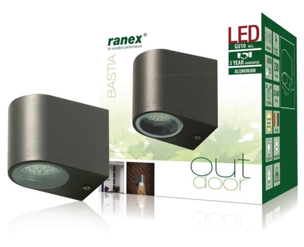Ranex Ra-5000332 Led ulkoseinävalaisin ruostumattomasta teräksestä Harmaa