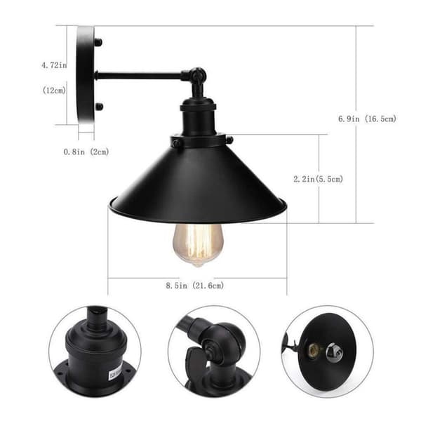 Homestyle Pro MK023-B Industrivägglampa 22 cm Svart/Metal