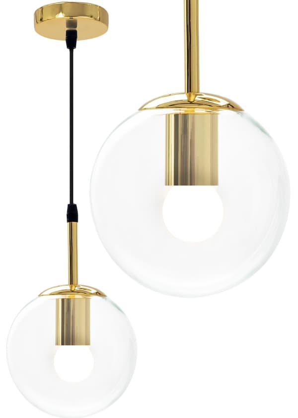 GLAS SFÄR HÄNGANDE TAKLAMPA APP686-1CP GULD