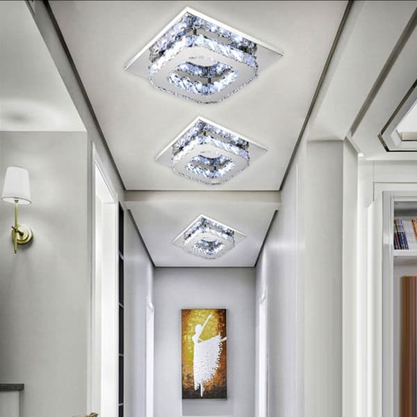 FIRKANTET KRYSTAL LOFTSLAMPE PLAFOND GLAMOUR 8W APP405-C APP406-C