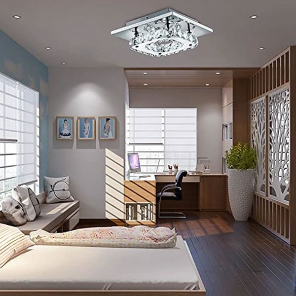 FIRKANTET KRYSTAL LOFTSLAMPE PLAFOND GLAMOUR 8W APP405-C APP406-C