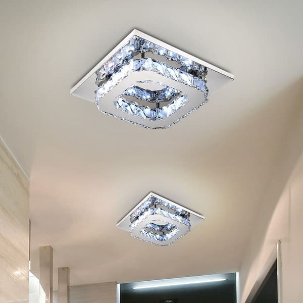 FIRKANTET KRYSTAL LOFTSLAMPE PLAFOND GLAMOUR 8W APP405-C APP406-C