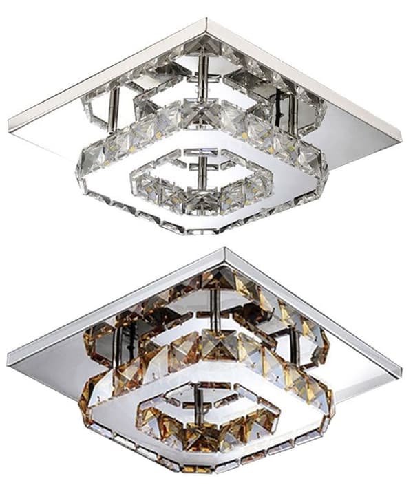 FIRKANTET KRYSTAL LOFTSLAMPE PLAFOND GLAMOUR 8W APP405-C APP406-C