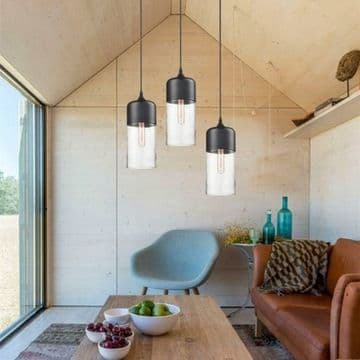 TAK GLAS HÄNGANDE LAMPA ZENIT B SVART