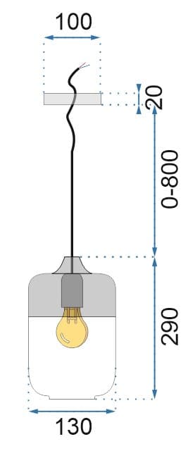 TAK GLAS HÄNGANDE LAMPA ZENIT B SVART