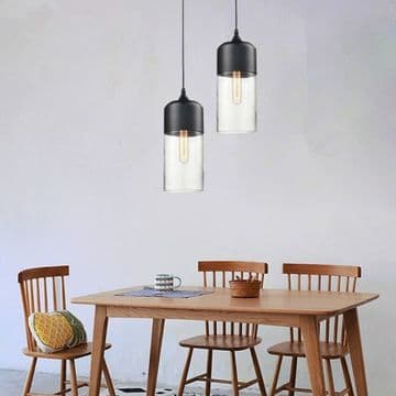 TAK GLAS HÄNGANDE LAMPA ZENIT B SVART