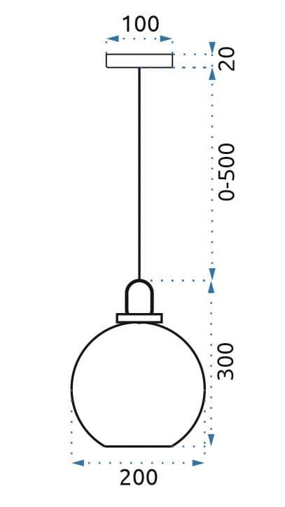 LOFT VEDHÆNG LAMPE GLASKUGLE 20CM APP629-1CP
