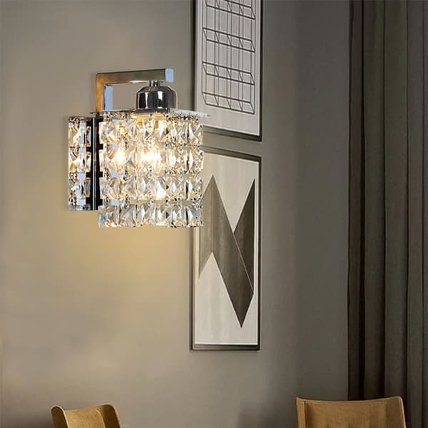 VÄGGLAMPA METALL KRISTALL APP543-1W KROM