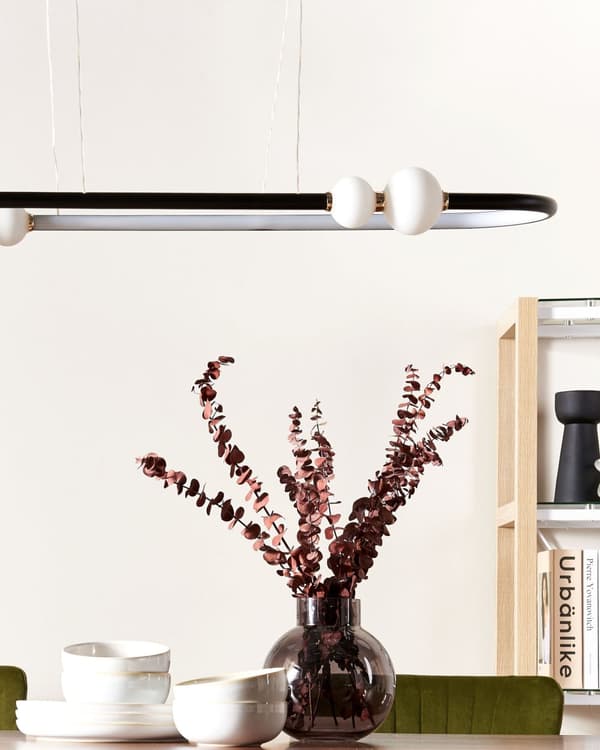 Pendel Sort Aluminium Integreret LED-lys Oval Form Hængende Moderne Glamourøs Belysning