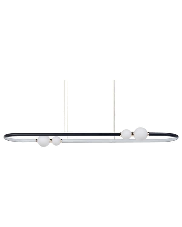 Pendel Sort Aluminium Integreret LED-lys Oval Form Hængende Moderne Glamourøs Belysning