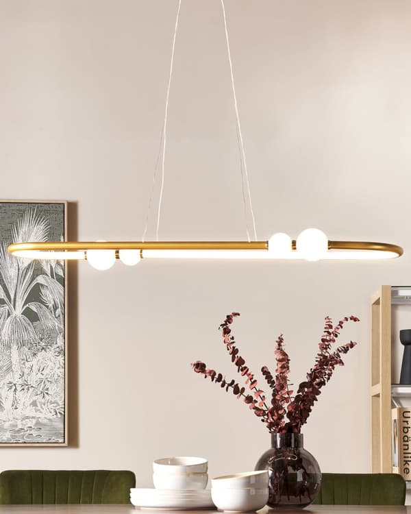 Pendel Guld Aluminium Integreret LED-lys Oval Form Hængende Moderne Glamourøs Belysning