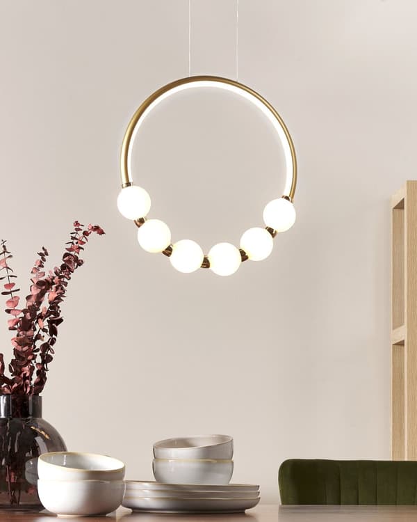 Pendel Guld Aluminium Integreret LED-lys Nyhed Rund Form Hængende Moderne Glamourøs Belysning