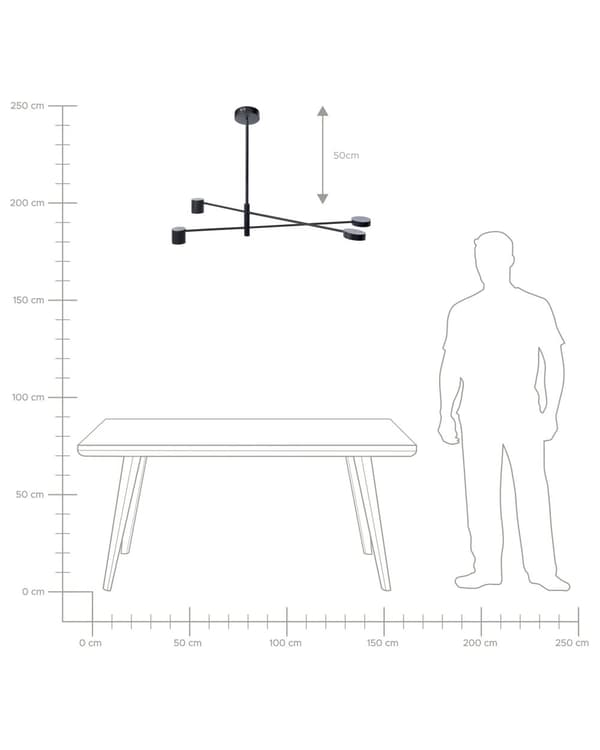Riippuvalaisin 4 polttimoa musta metallirunko minimalistinen moderni tyyli