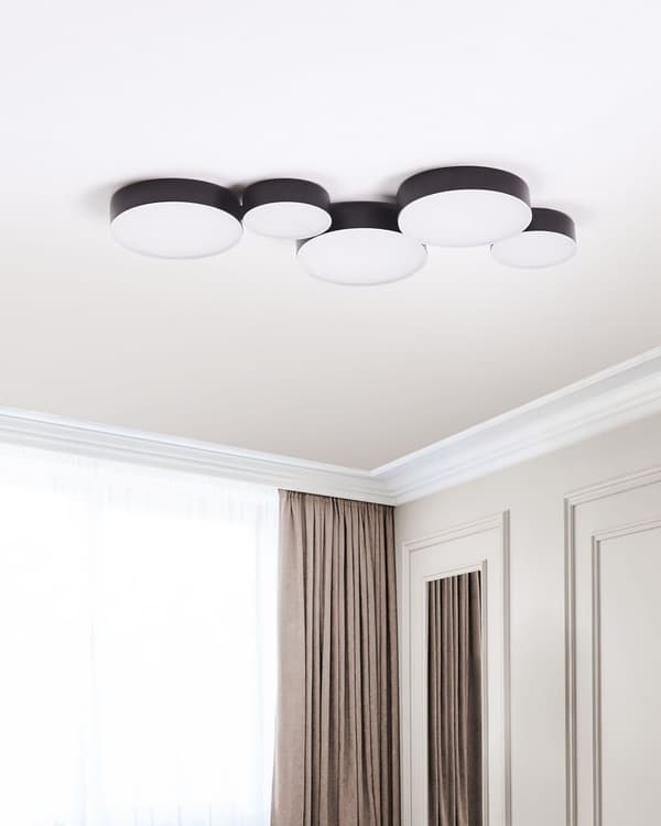 Taklampe Svart Jern Integrert LED 5 runde lys Dekorativ Moderne Glamour Belysning