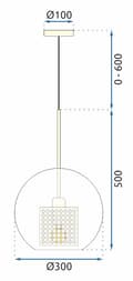 Miniatyrbild 9 av 9: LOFT GLAS HÄNGANDE LAMPA APP556-1CP 30CM GULD